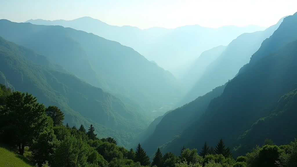Mountain landscape with green valleys and forest in Black Sea region