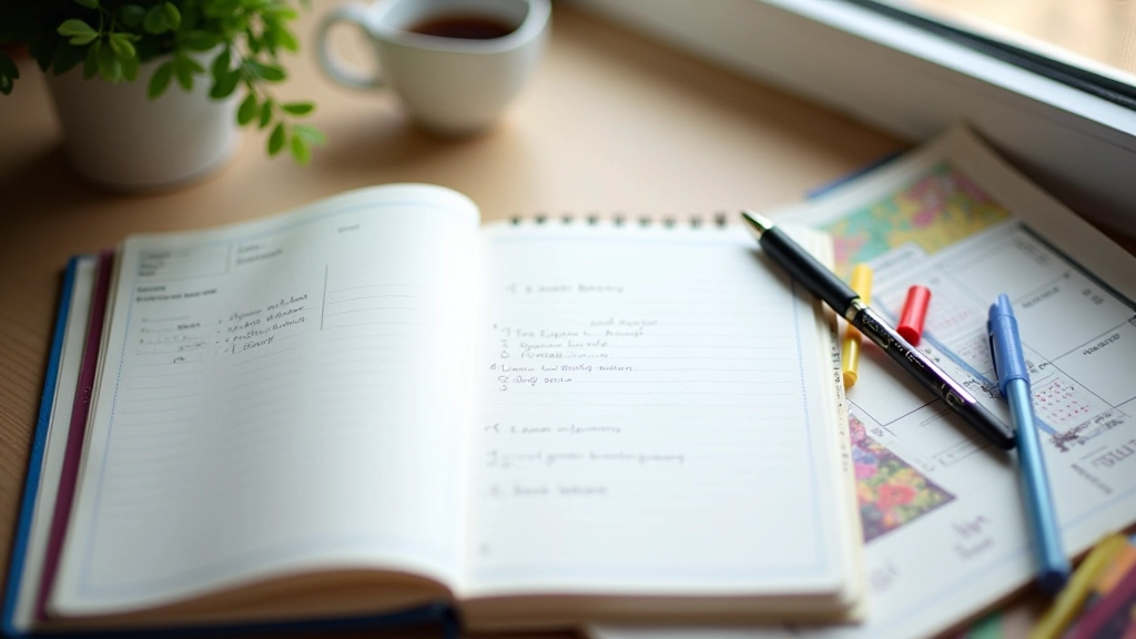 Calendar page with seasonal markers and travel planning notes